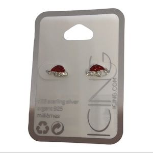 🎅🏾 Sparkly Sterling Silver Santa Hat Earrings